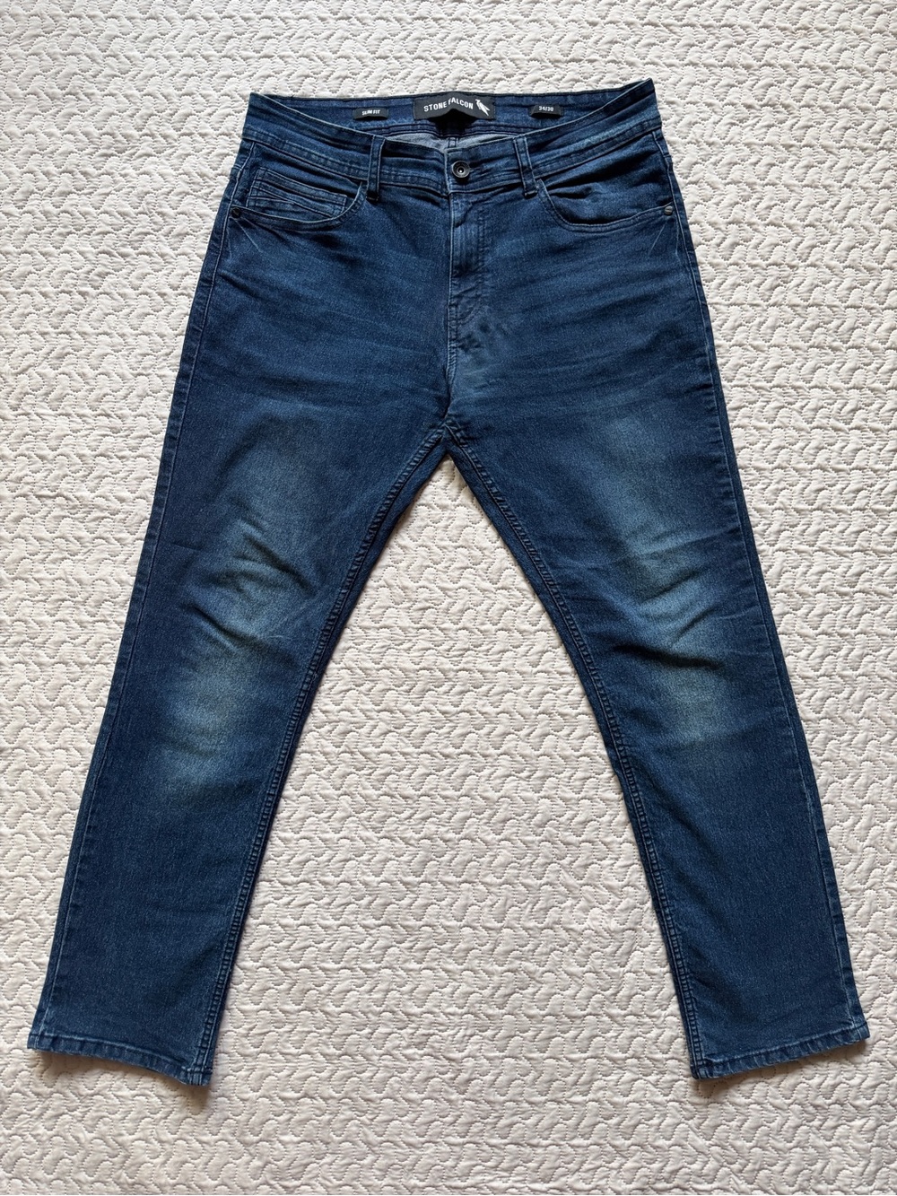 Stone Falcon Men’s Slim Fit Stretch Blue Wash Denim 34x30